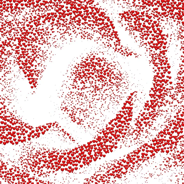 Valentines fond de fête avec des cœurs. Rose, formée de 20.000 cœurs rouges sur fond blanc . — Photo