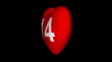 Sevgiliye arka plan. Siyah bir zemin üzerine 14 numara ile dönen kırmızı kalp.