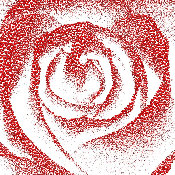 Valentines fond de fête avec des cœurs. Rose monochrome, formée de 150 000 cœurs rouges sur fond blanc . — Photo