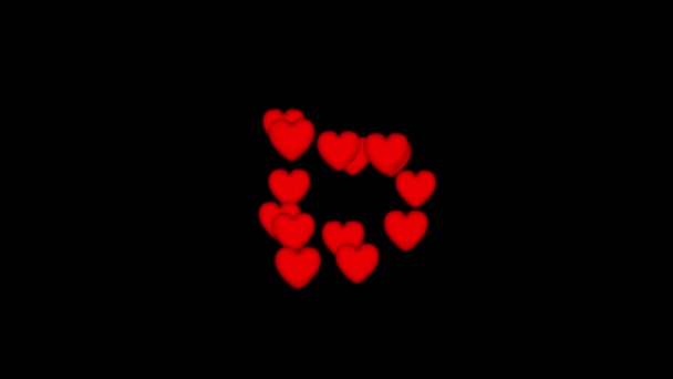 14 coeurs rouges forment à leur tour le nombre 14 et une silhouette du coeur allant au centre avec canal alpha 