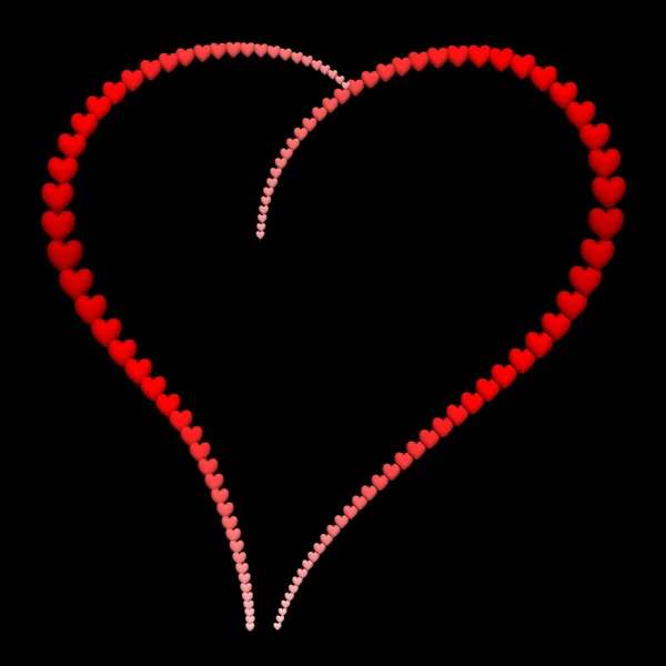 Glückwunsch zum Valentinstag. weiße, rosa, rote Herzen bilden eine Silhouette des Herzens. — Stockfoto