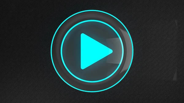 3D mavi parlak Oynat düğmesini karbon