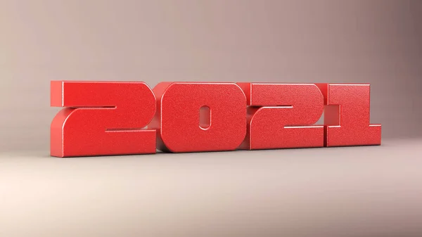 2021 Metal Vermelho Texto Isolado Fundo Branco Renderizar Ilustração — Fotografia de Stock