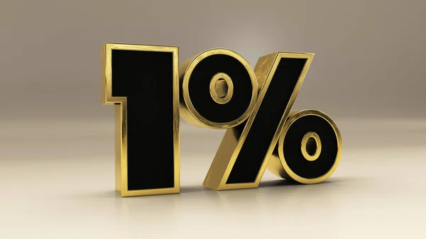 % 1% 3d altın ve siyah lüks metin beyaz, 3d resimleme izole