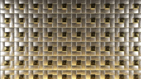 Gold Silver Cubes Luxury Background Pattern Render Illustration — Stock Photo, Image