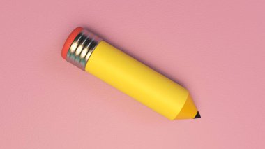 Pembe, 3 boyutlu resimleme üzerinde izole edilmiş minimalist kalem arkaplanı