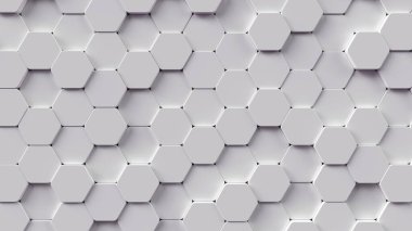 Parlak beyaz soyut altıgen duvar kağıdı ya da arkaplan - 3d oluşturma
