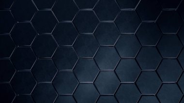 Koyu metal altıgen desenli arka plan. Fütürist uzay bilim kurgu duvar kağıdı. 3d resimleme