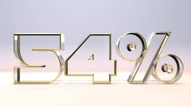 Altın çerçeveyle çevrili 54% 3d cam malzeme, indirimli iş konsepti 3D resimleme