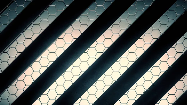 Metal Stripes Hexagons Futuristic Background Render Illustration — Stock Photo, Image