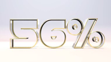 Altın çerçeveli 56% 3d cam malzeme, indirimli iş konsepti 3D resimleme