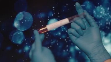 Eldivenli El H3N2 Virüs Testi için Kan Numunesi. Yüksek kalite 4k görüntü