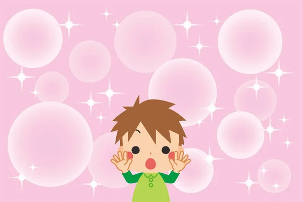 Illustration Eines Kleinen Kindes Das Sich Freut Pinkfarbener Hintergrund Und — Stockvektor