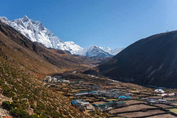 Dingboche Vesnice Dopoledních Hodinách Obklopen Pohoří Himalája Everest Základní Tábor Royalty Free Stock Obrázky