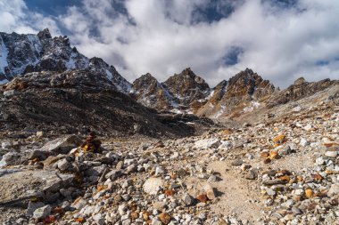 Trekking trail to Renjo la pass in Everest base camp trekking route, Himalaya mountains range in Nepal, Asia