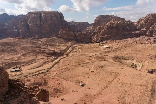 Vue Dessus Ruine Petra Ancienne Ville Royaume Nabatéen Jordanie Arabe — Photo