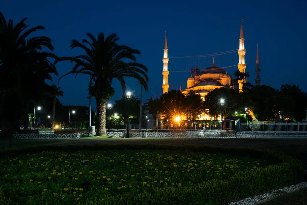 Мечеть Султана Ахмеда Голубая Мечеть Достопримечательность Стамбула Ночью Турция Европа — стоковое фото