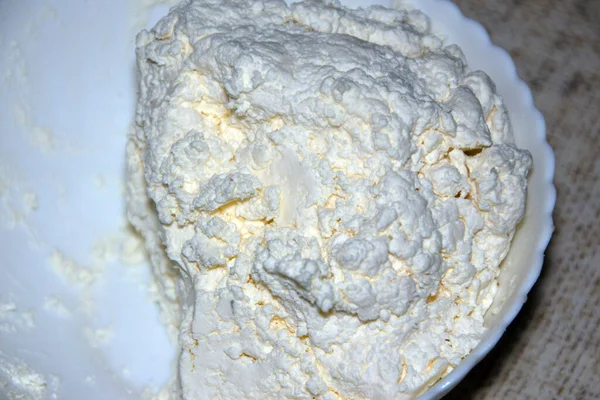 Formaggio Mucca Bianco Delizioso Fatto Casa Piatto — Foto Stock