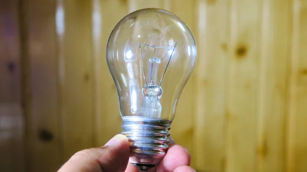 Old Incandescent Light Bulb Hand — Stock Photo, Image