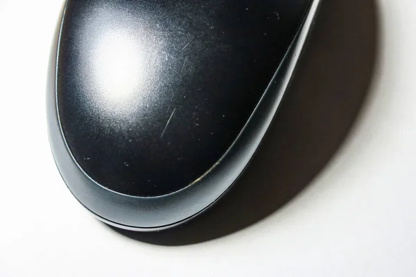 Mouse Preto Computador Pessoal Fundo Branco — Fotografia de Stock
