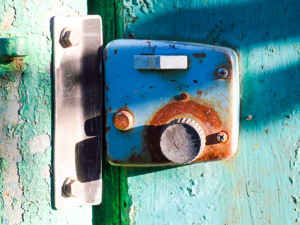 Vieja Cerradura Metálica Oxidada Primera Granja — Foto de Stock