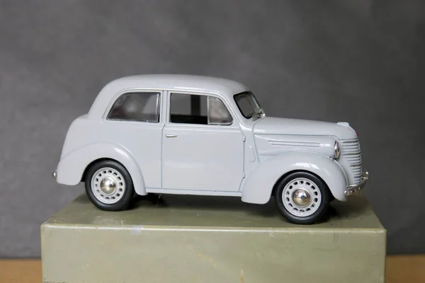 Gray Toy Plastic Model Soviet Kim Car — Stock Photo, Image