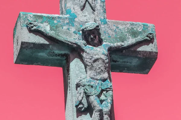 The crucifixion of Jesus Christ on the grave in the cemetery