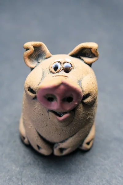 Une Petite Sculpture Collectionner Cochon Souvenir Touristique — Photo