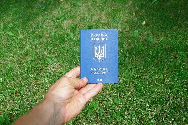 Papel Azul Passaporte Estrangeiro Cidadão Ucrânia — Fotografia de Stock