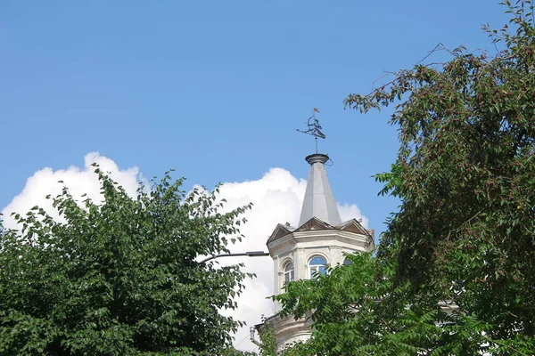 Metal Shooter Weather Vane Old House — Stock Photo, Image