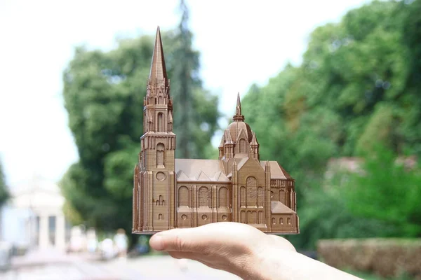 Toy Model Church Once Existed Destroyed — Stock Photo, Image