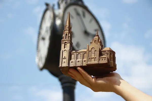 Toy Model Church Once Existed Destroyed — Stock Photo, Image
