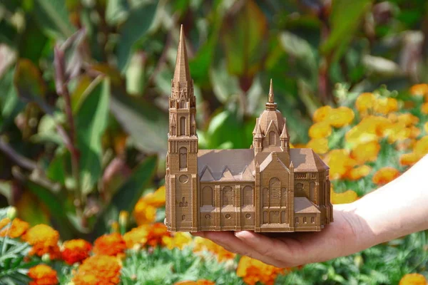 Toy Model Church Once Existed Destroyed — Stock Photo, Image