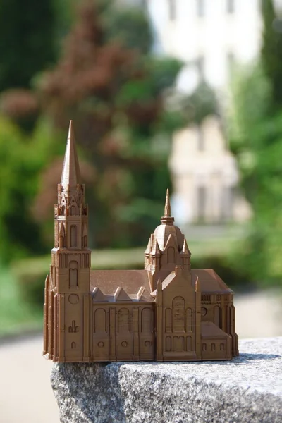 Toy Model Church Once Existed Destroyed — Stock Photo, Image