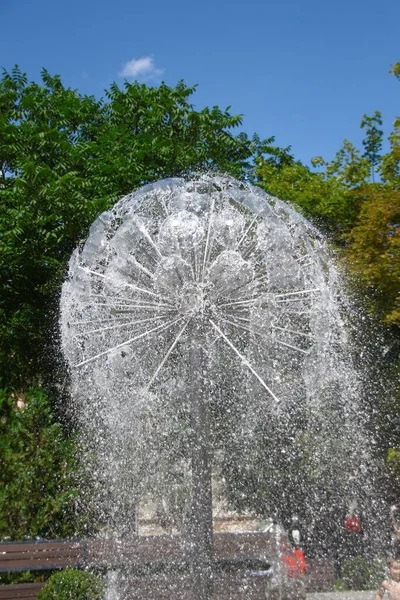 Chorros Agua Una Fuente Ciudad Parque — Foto de Stock