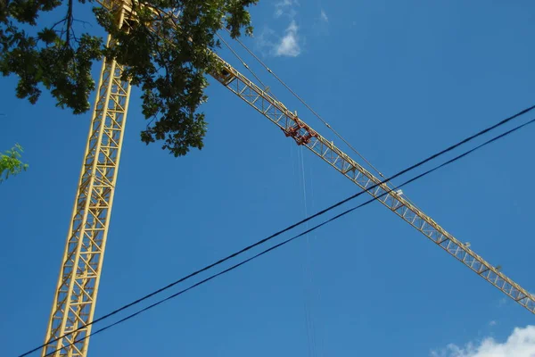 Kabels Elektriciteitsleidingen Paal — Stockfoto