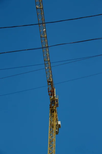 Yellow Chinese Construction Crane Construction Site — Stock Photo, Image