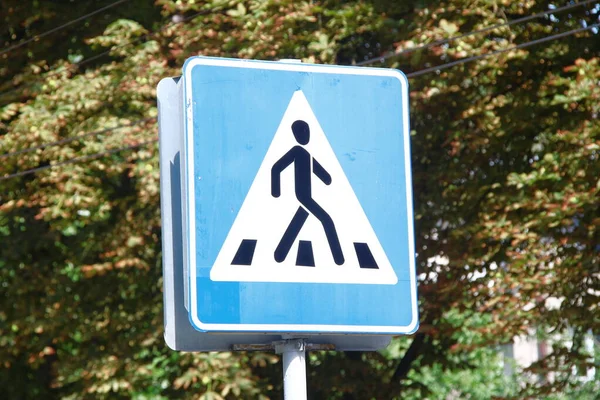 Road Sign Pedestrian Crossing Street — Stock Photo, Image