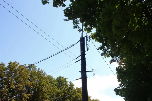 青空を背景にした送電線 — ストック写真