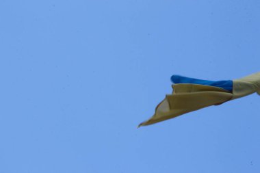 Ukrayna 'nın sarı ve mavi bayrağı rüzgarda dalgalanıyor.