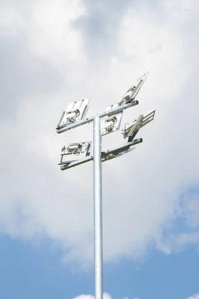 Electric Floodlights Football Field — Stock Photo, Image