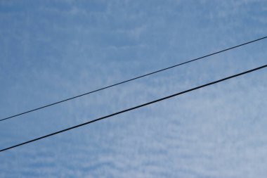 Gökyüzü arkaplanındaki elektrik hatları