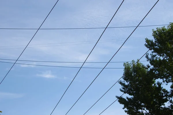 Linhas Energia Fundo Céu — Fotografia de Stock