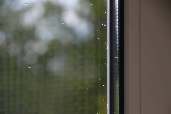 Gotas Água Vidro Janela Após Chuva — Fotografia de Stock