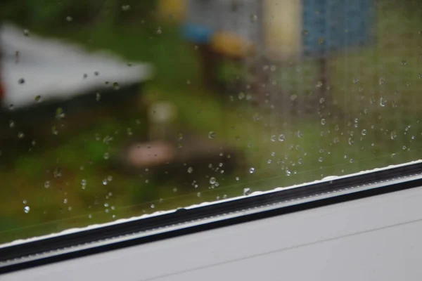 Gotas Água Vidro Janela Após Chuva — Fotografia de Stock