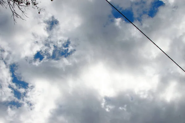 Beau Ciel Bleu Sur Nuages Blancs Août — Photo