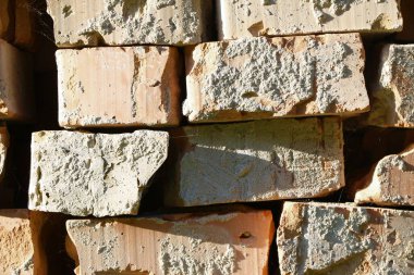 Texture of red brick on the wall