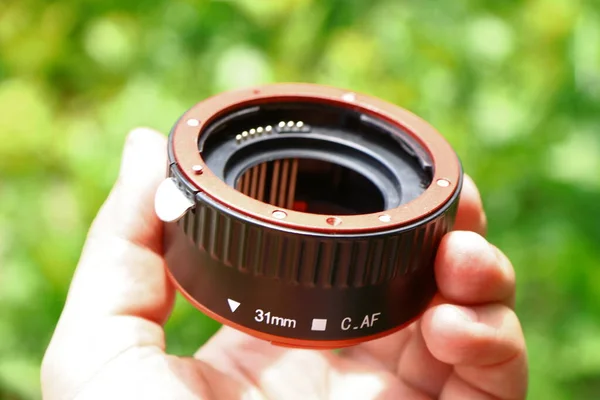 Macro Rings Dlf Camera Made Black Red Plastic — Stock Photo, Image