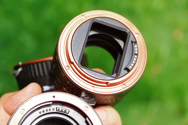 Macro Ringen Van Dlf Camera Zijn Gemaakt Van Zwart Rood — Stockfoto