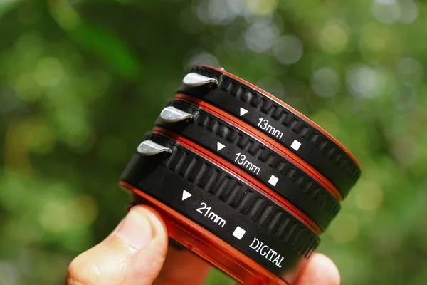 Macro Rings Dlf Camera Made Black Red Plastic — Stock Photo, Image